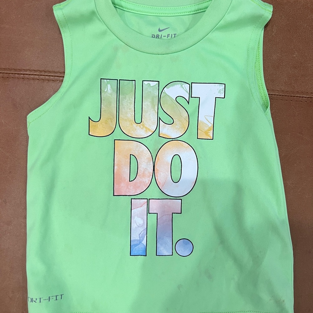 Nike Green Athletic Tank Top with Gradient Slogan